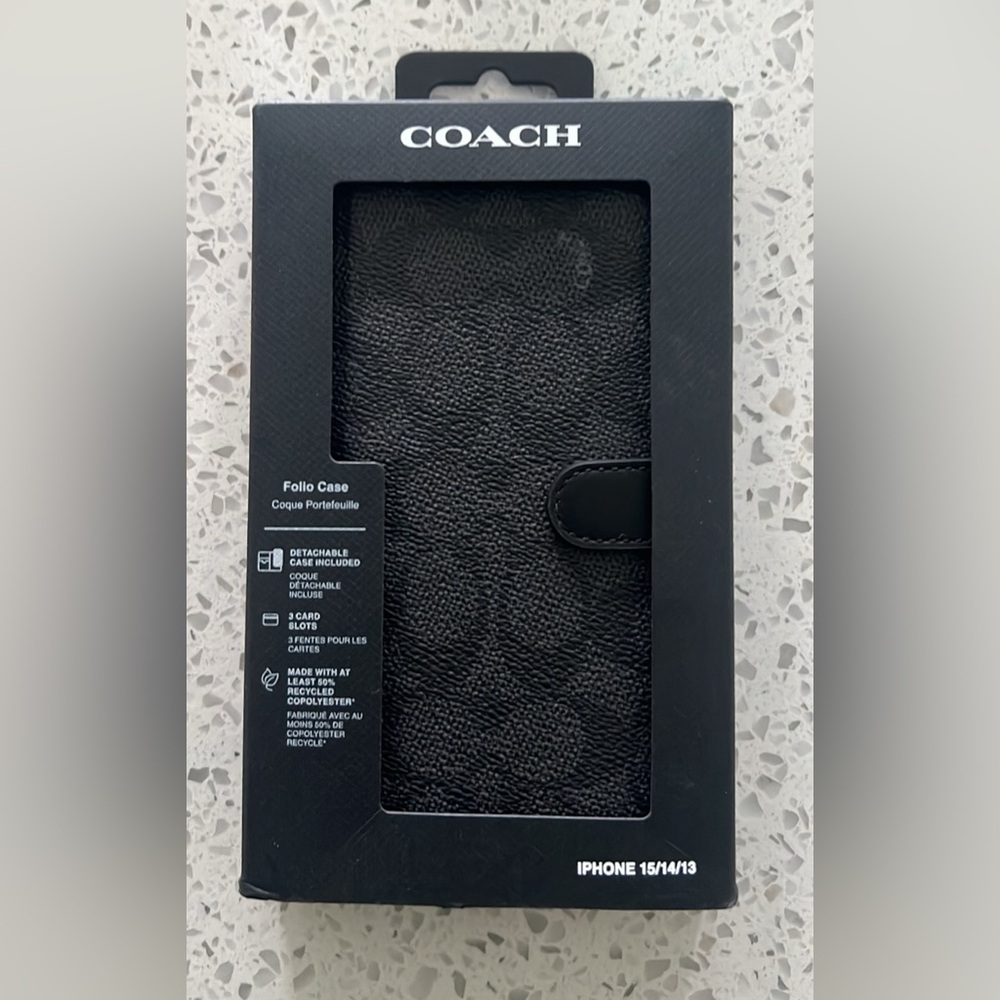 COACH Black Folio Phone Case